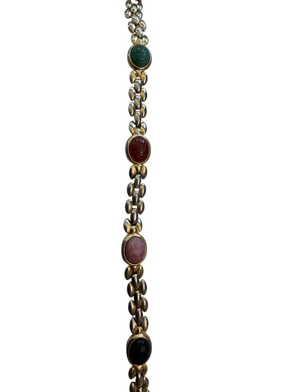 Gold Tone Dainty Scarab Bracelet 7.5 Inch READ